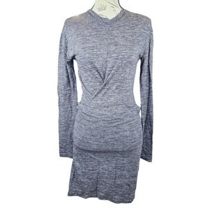 Isabel Marant Etoile Gray Linen Blend Long Sleeve Knit‎ Pullover Dress Size 2